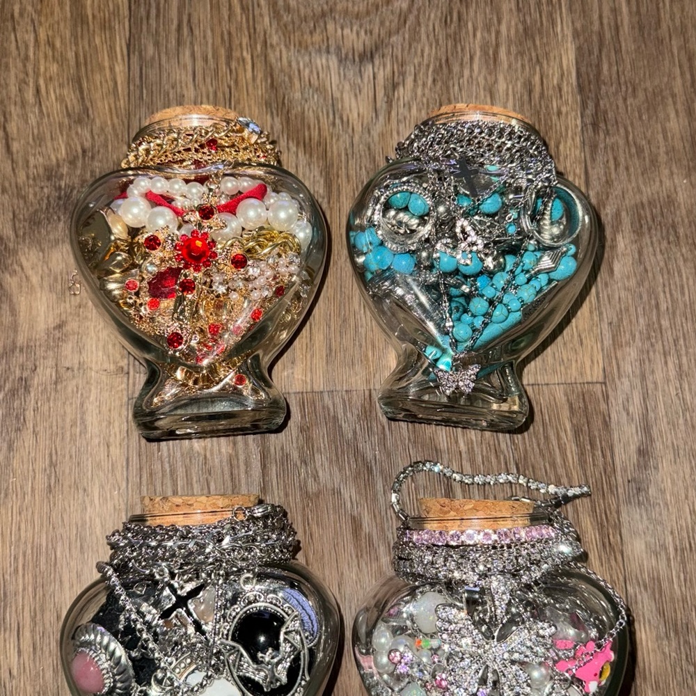 Decorative Glass Jars with Jewelry Accents